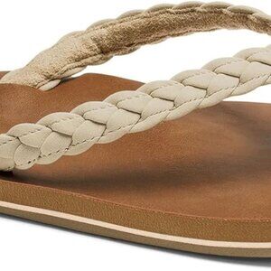 Women's Braided Soft Strap Flip Flops Synthetic Sole Arch Support Beach